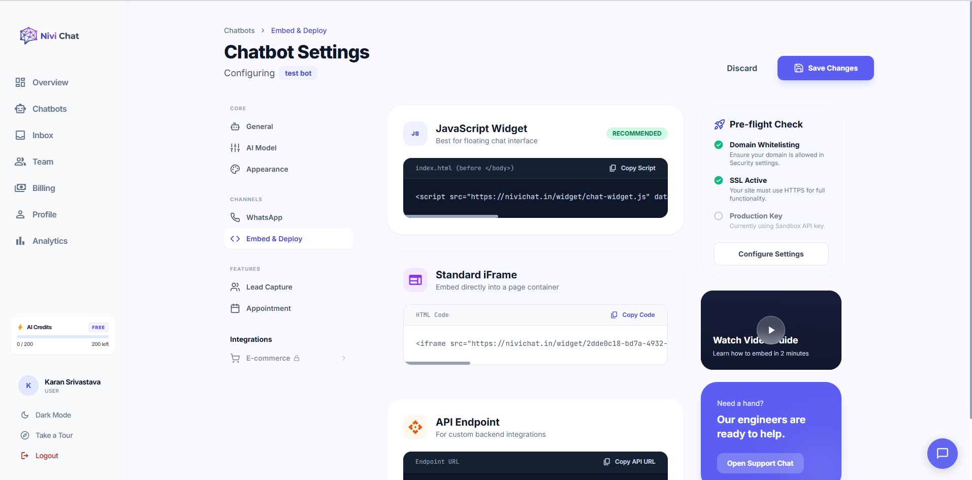 Embed and Deploy Nivi Chat